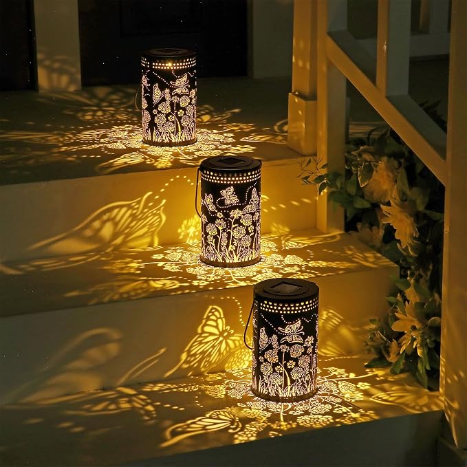 Butterfly Solar Lanterns Outdoor Waterproof, Metal Hanging Lantern - Image 7