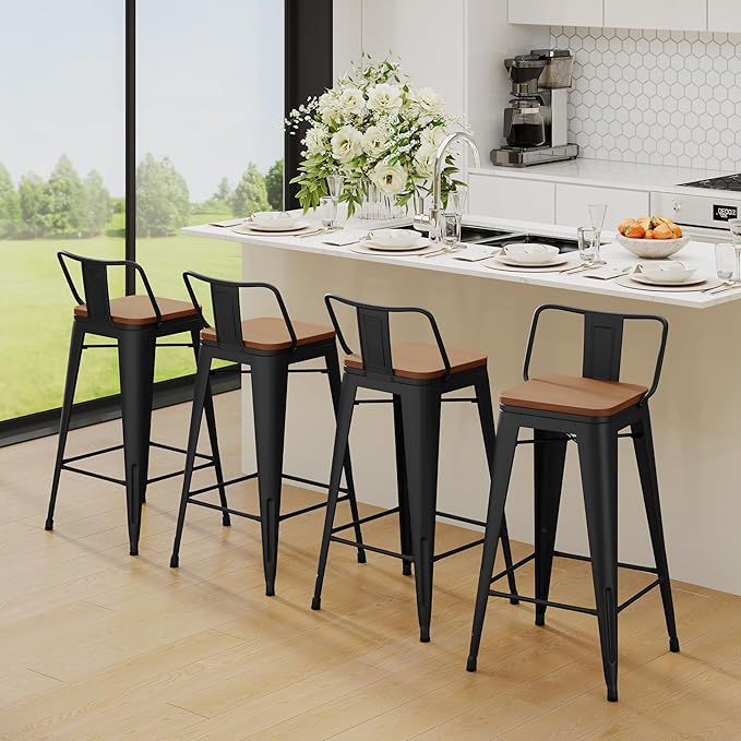Yongchuang 30 inch Bar Stools Set of 2 Bar Height Metal Barstools - Image 7