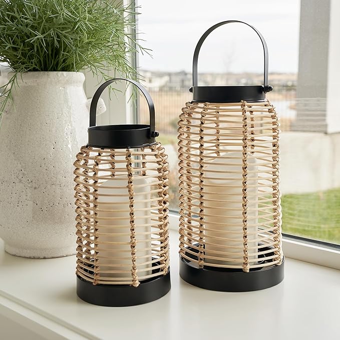 Natural Rattan Boho Lanterns - Image 2
