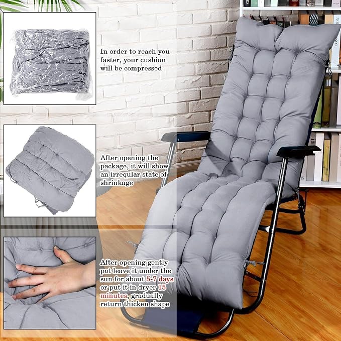 Bucherry 67 x 19 Inch Chaise Lounge Cushions Soft Lounge Chair Cushion Gravity - Image 4