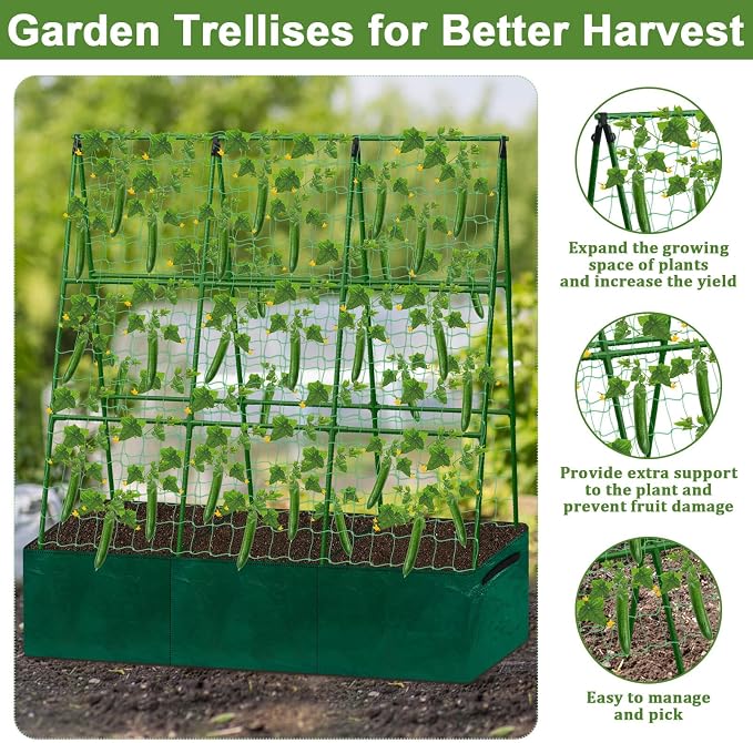 Cucumber Trellis for Garden, 50 x 54 Inches A Frame Gardening Trellis - Image 6