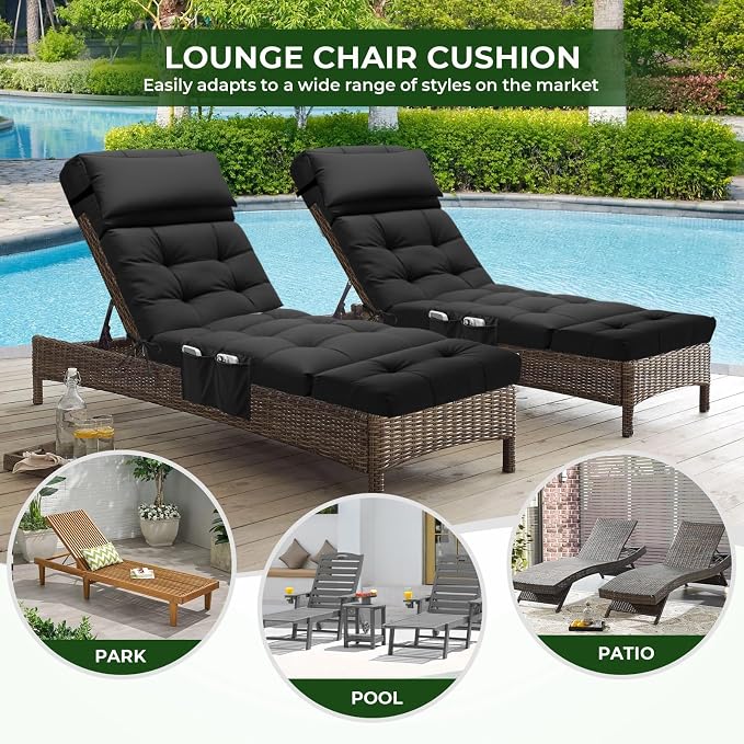 Outdoor Chaise Lounge Chair Cushion Waterproof 74.4 x 22 x 4.7 Inches Lounge - Image 7