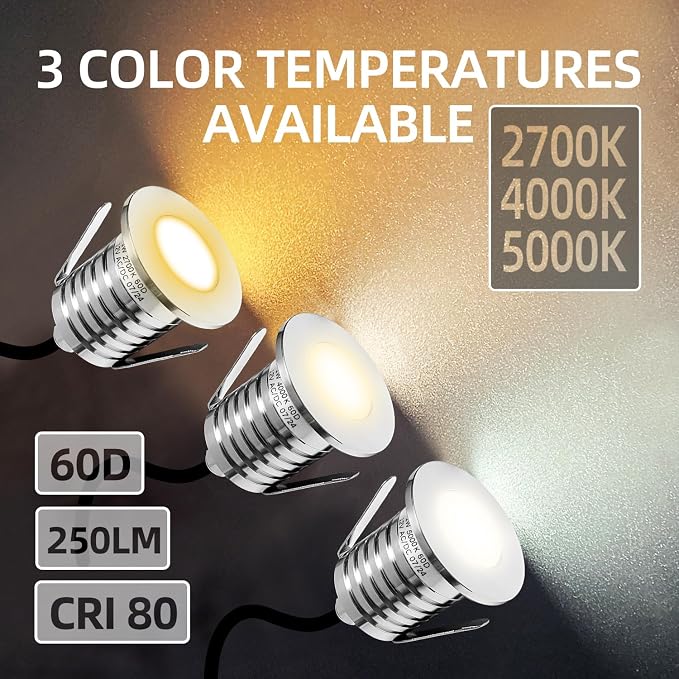 Low Voltage Deck Light 6 Pack, 3W 250LM Landscape Lighting, φ48 mm Recessed LED - Image 4