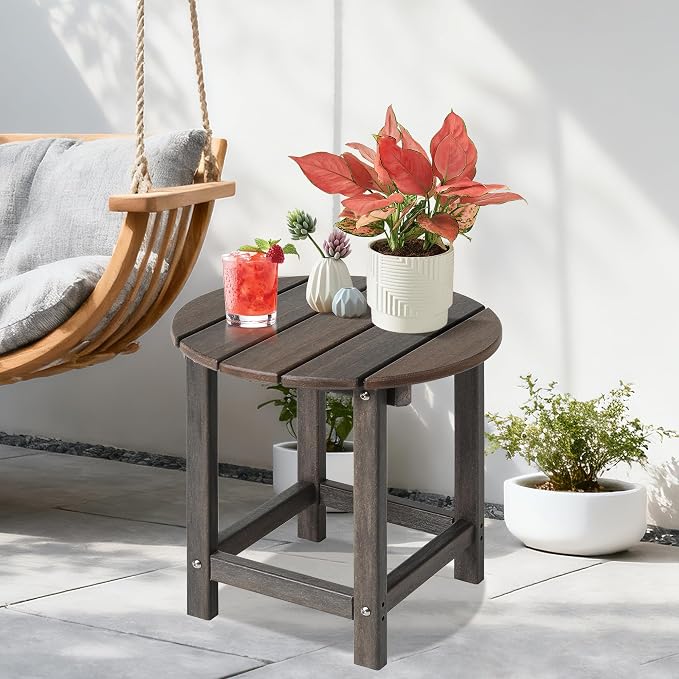 LZRS Round Adirondack Patio Side Table End Table, Outdoor Side Tables - Image 6