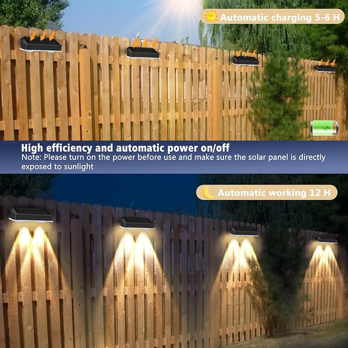 echosari Solar Fence Lights 8 Pack, 100 Lumen Ultra Bright Solar Wall Lights - Image 5