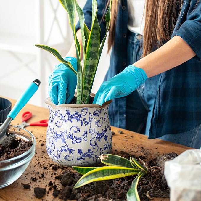 6 Inch Ceramic Plants Pots Vintage Ceramic Flower Planters Crackle Glaze Finish - Image 6
