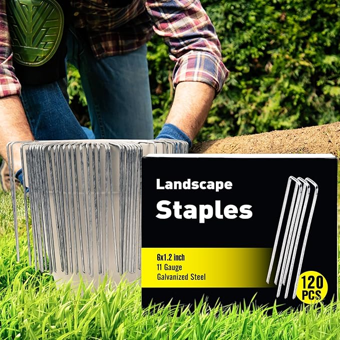 HongWay 120 Pack 6 Inch Landscape Staples 11 Gauge Garden Staples, Galvanized - Image 3