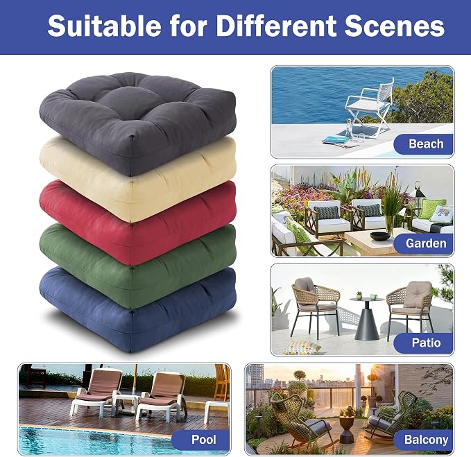 Outdoor Chair Cushions Set of 4, Patio Chair Cushions - Image 7