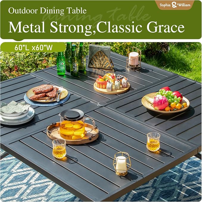 Sophia & William Outdoor Patio Dining Set 9 Pieces, 8 x Textilene Swivel Patio - Image 6
