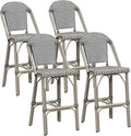PURPLE LEAF Outdoor Bar Stools Set of 4 Champagne 30'' Patio Bar Stool Print by PURPLELEAF