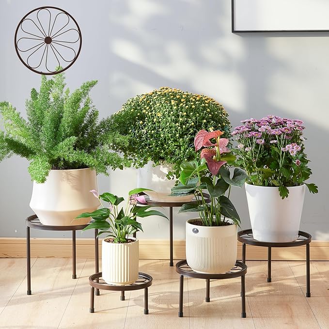Plant Stand, 5 Pack Heavy Duty Flower Pot Stands, Metal Decoration Racks by Furshus
