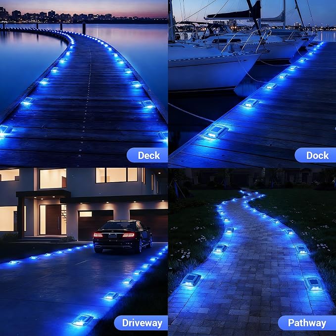 Solar Driveway Lights Outdoor 12 Pack, IP68 Waterproof Solar Powered Driveway - Image 4