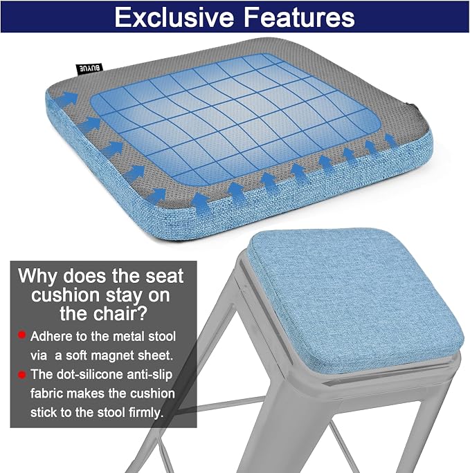BUYUE Friendly Woven Fabric Magnetic Bar Stool Cushion 1 Piece, Enhanced - Image 6