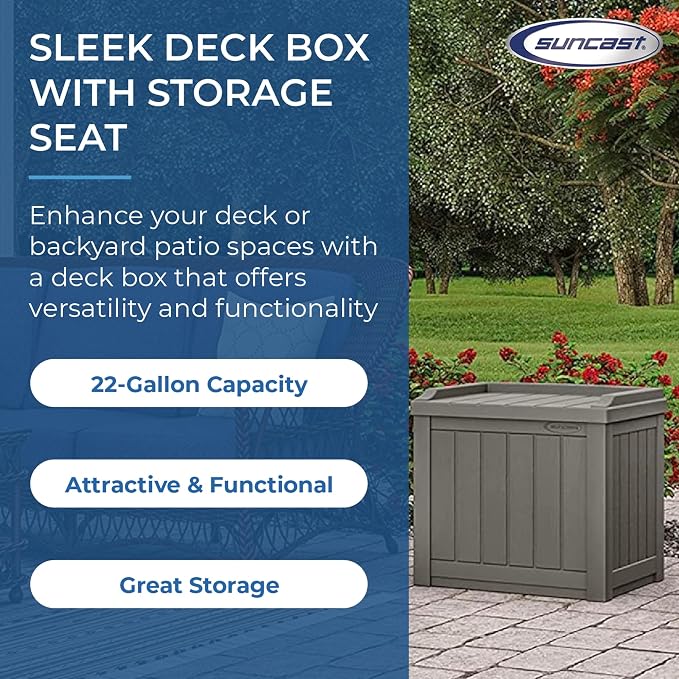 Suncast 2 Pack 22 Gallon Indoor or Outdoor Backyard Patio Small Storage Deck Box - Image 7
