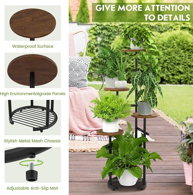 TOSKING 5 Tier Metal Plant Stand Indoor， Plant Shelf, Corner Shelf Flower Pot - Image 6