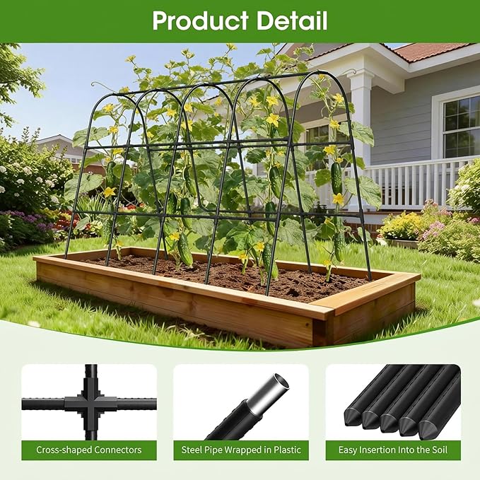 Cucumber Trellis for Raised Bed, U-Shape Garden Trellis for Climbing Plants - Image 2