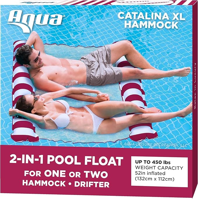 Aqua 2-in-1 Catalina XL Pool Float & Hammock – 1-2 Person, Inflatable Pool - Image 7