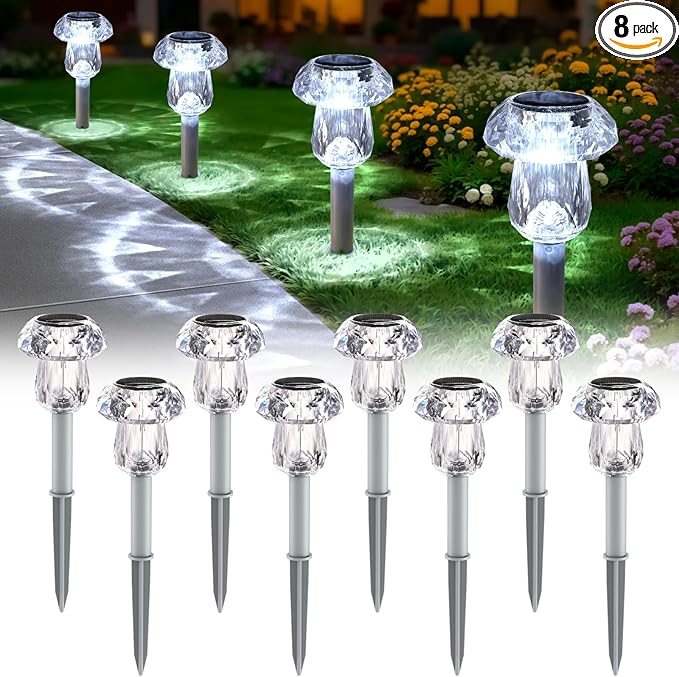 Mancra Solar Pathway Lights Outdoor, 8 Pack Mushroom Solar Lights Outdoor by Mancra