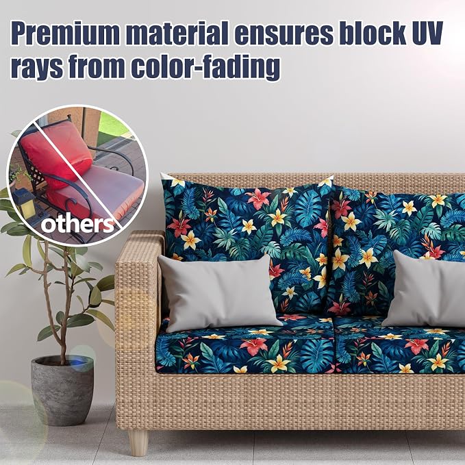 8Pcs Square Large + Rectangle Stretch Patio Cushion Covers, Couch & Sofa - Image 3