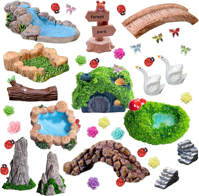 45 Pcs Resin Mini Garden Accessories by U-Zimikee