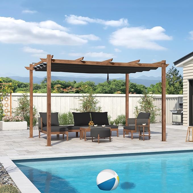 PURPLE LEAF 10' x 13' Outdoor Retractable Pergola by PURPLELEAF