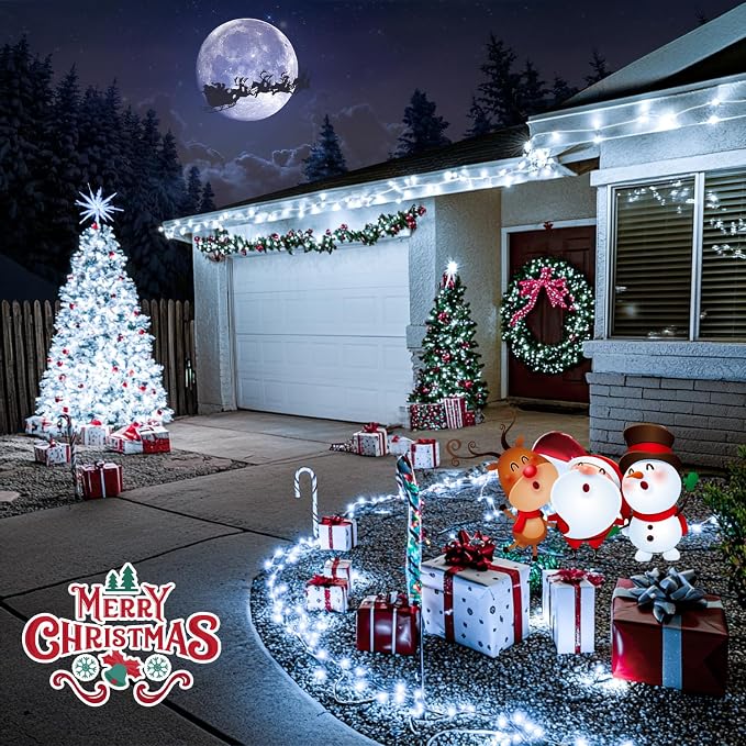 JMEXSUSS 150 LED White Christmas Lights Indoor Outdoor Waterproof, 59 Ft - Image 5