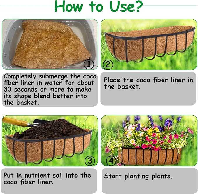3 Pack Coco Liners for Window Planter Box - 24in 100% Natural Coconut Coir - Image 6
