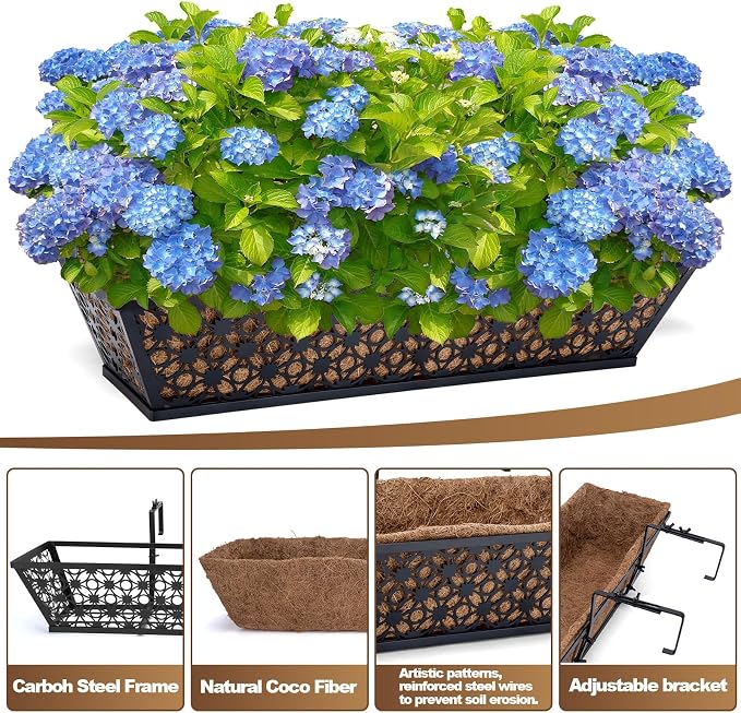 24 Inch Window Box Planters Outdoor, Deck Railing Planter Boxes - Image 4