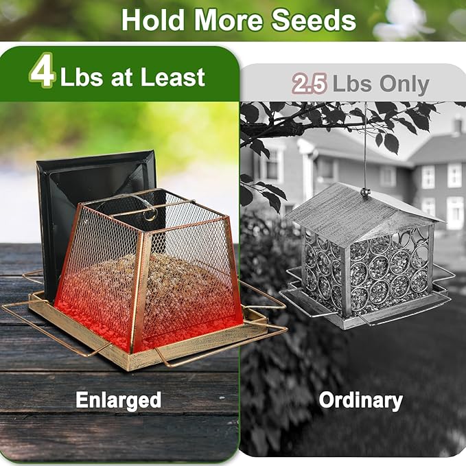 Large Bird Feeder for Outdoor, Gazebo Style Wild Bird Feeders, Metal Mesh - Image 5