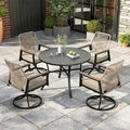 5 Pieces Outdoor Patio Dining Set, Wicker Patio Table and Chairs Set of 4 by MIXPATIO