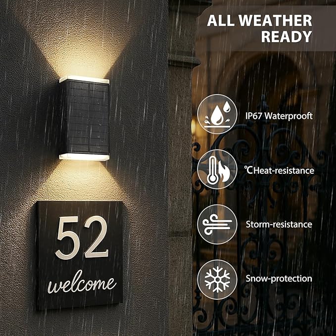 Solar Wall Light Outdoor, 3000/4000/6000K 3 Modes Dusk to Dawn Lighting Wall - Image 6
