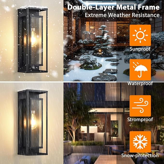 AIBISDO 18In Large Outdoor Wall Light -2 Pack, Outdoor Wall Lantern - Image 5