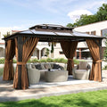 Aoxun 10'x14' Hardtop Gazebo, Aluminum Frame Permanent Pavilion by Aoxun