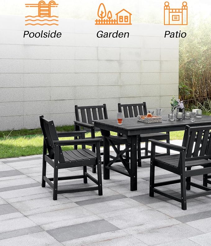 7 Pieces HDPE Outdoor Dining Set, Patio Dining Set - Image 6