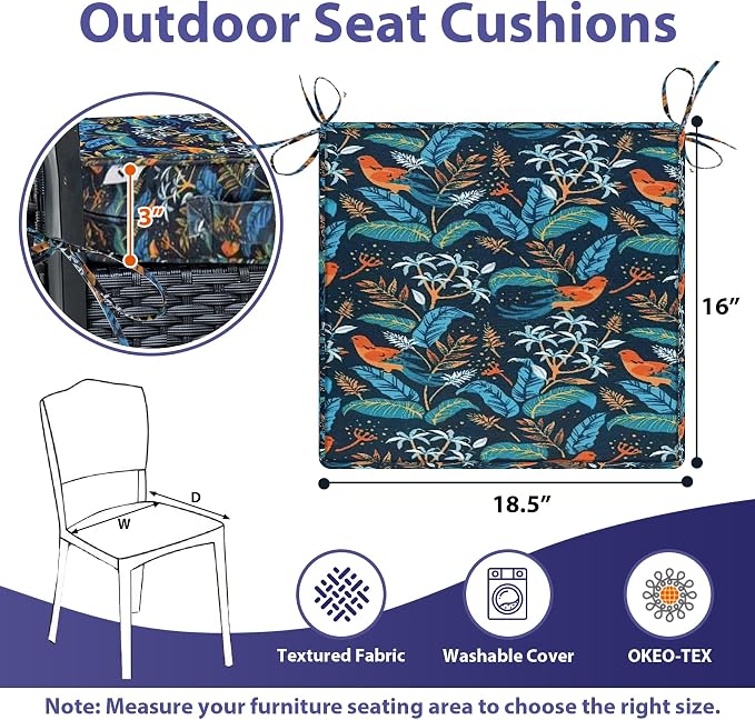 Outdoor Chair Cushions Set of 4, Waterproof Outdoor Seat Cushions - Image 6