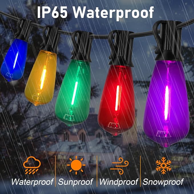 45Ft Multicolor Outdoor String Lights, ST40 Vintage Patio Lights - Image 3