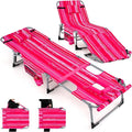 GYMAX Tanning Chair, 330LBS Beach Lounge w/Face Arm Hole & Shoulder Strap by GYMAX