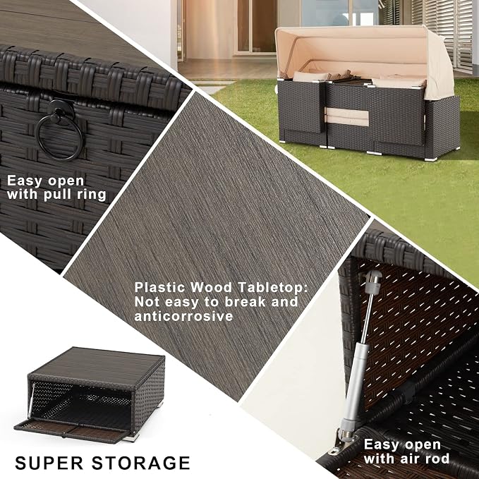 HOMREST 6 Pieces Patio Furniture Sets, Rattan Daybed - Image 6