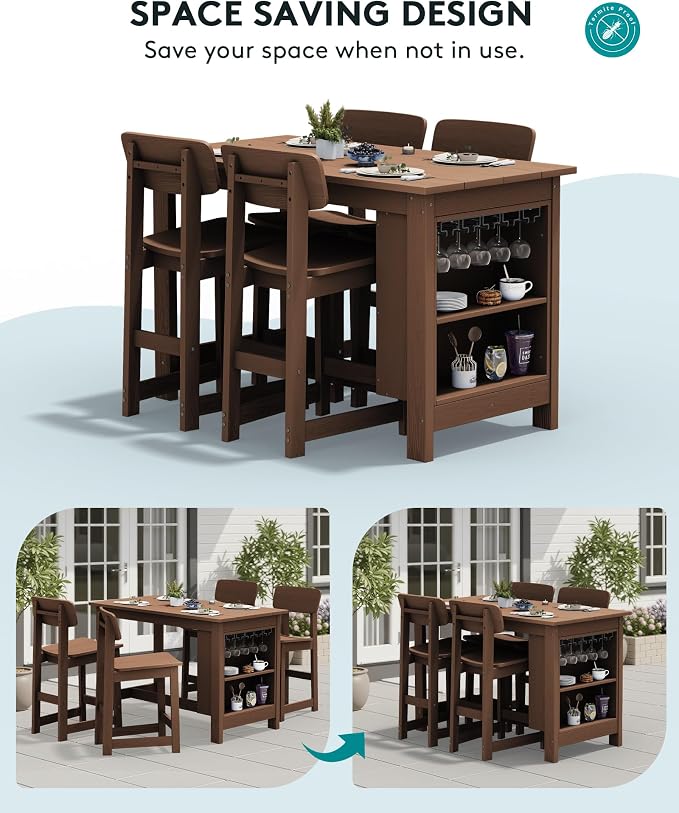 SERWALL 10-Piece HDPE Counter Height Dining Table Sets - Image 5