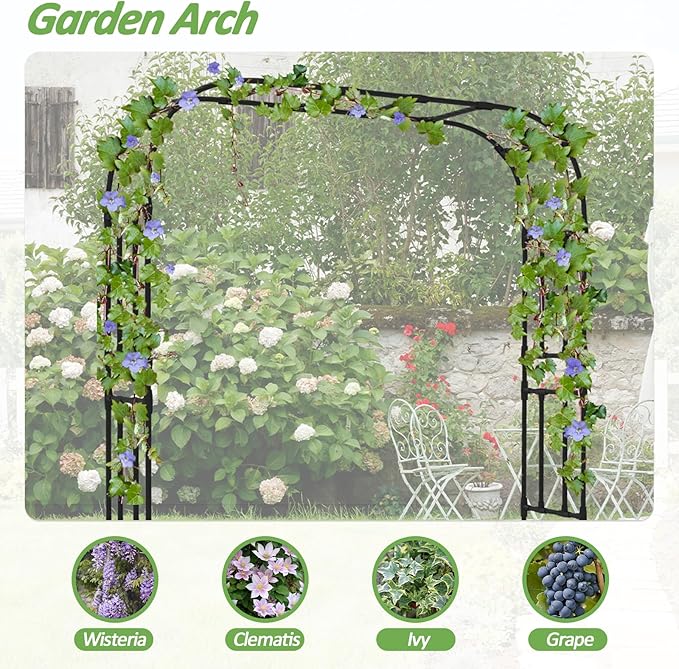 Garden Arch Trellis-98.4"*94.5", Plastic-Coated Rust-Proof Arbor Trellis - Image 6