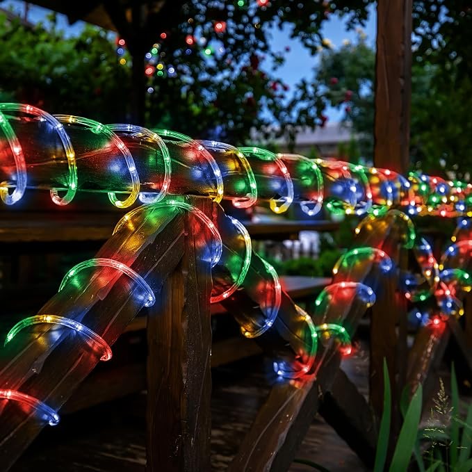 Solar Rope Lights, 33ft 100LED Solar String Lights, 8 Modes Waterproof Solar - Image 3