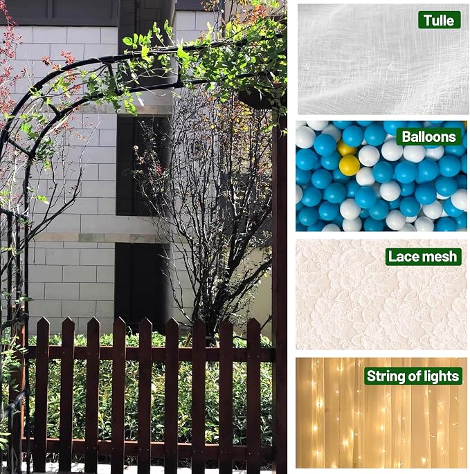 Twira Half Side Garden Arch Trellis, 7.9FT Metal Arbor Trellis - Image 7