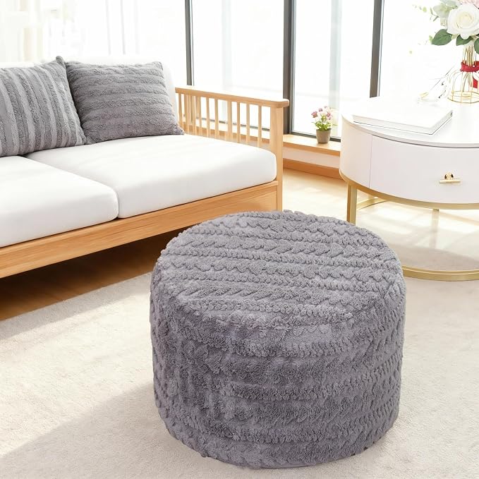 Asuprui Round Footstool Ottoman, 20x14 Inches Multi-Functional Modern Foot Stool - Image 9