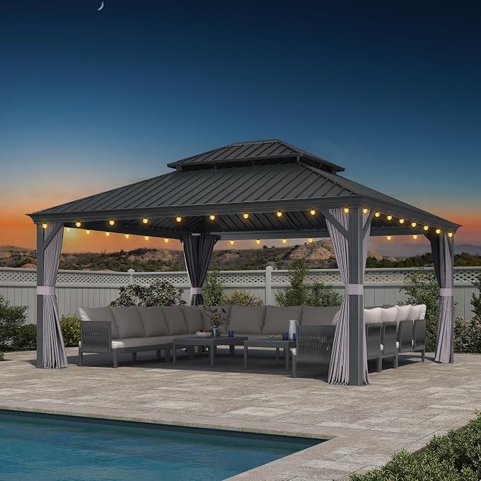PURPLE LEAF 14' X 16' Permanent Hardtop Gazebo by PURPLELEAF