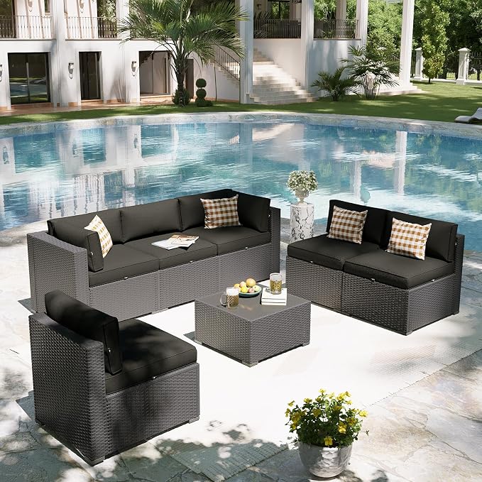 Aoxun Patio Furniture Set, 7 Piece Outdoor Sectional Sofas - Image 5