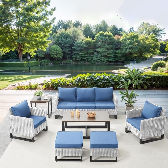 Belord 7 Piece Outdoor Furniture Patio Wicker Sofa Set, Oversize Outdoor Dining - Image 3