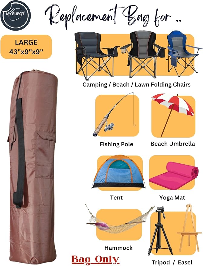 43"x9"x9" Replacement Bag for Folding Camping Chair, Camp Chairs, Yoga Mat - Image 5