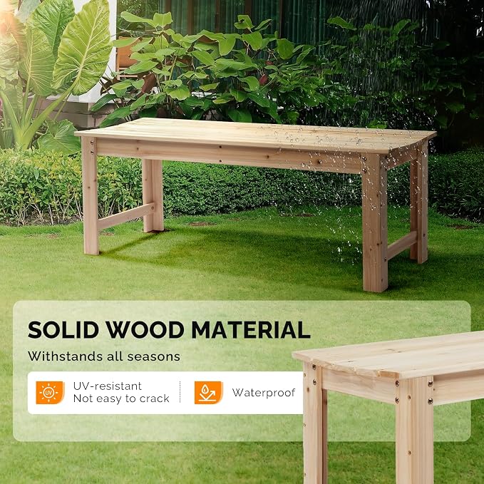 VINGLI Outdoor Wood Bench - Image 4