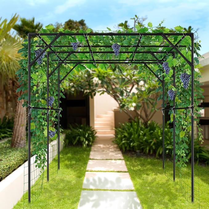 Tall Garden Arch Trellis for Climbing Plants, 79in Tall Metal Plant Support - Image 3