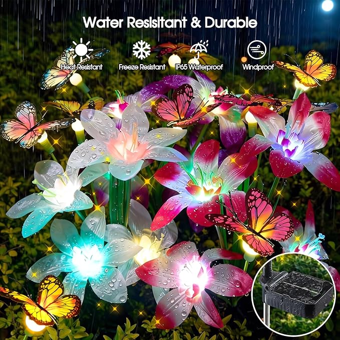 Garpar Solar Lights Outdoor Decorative, Upgraded 4 Pack Flowers - Image 3